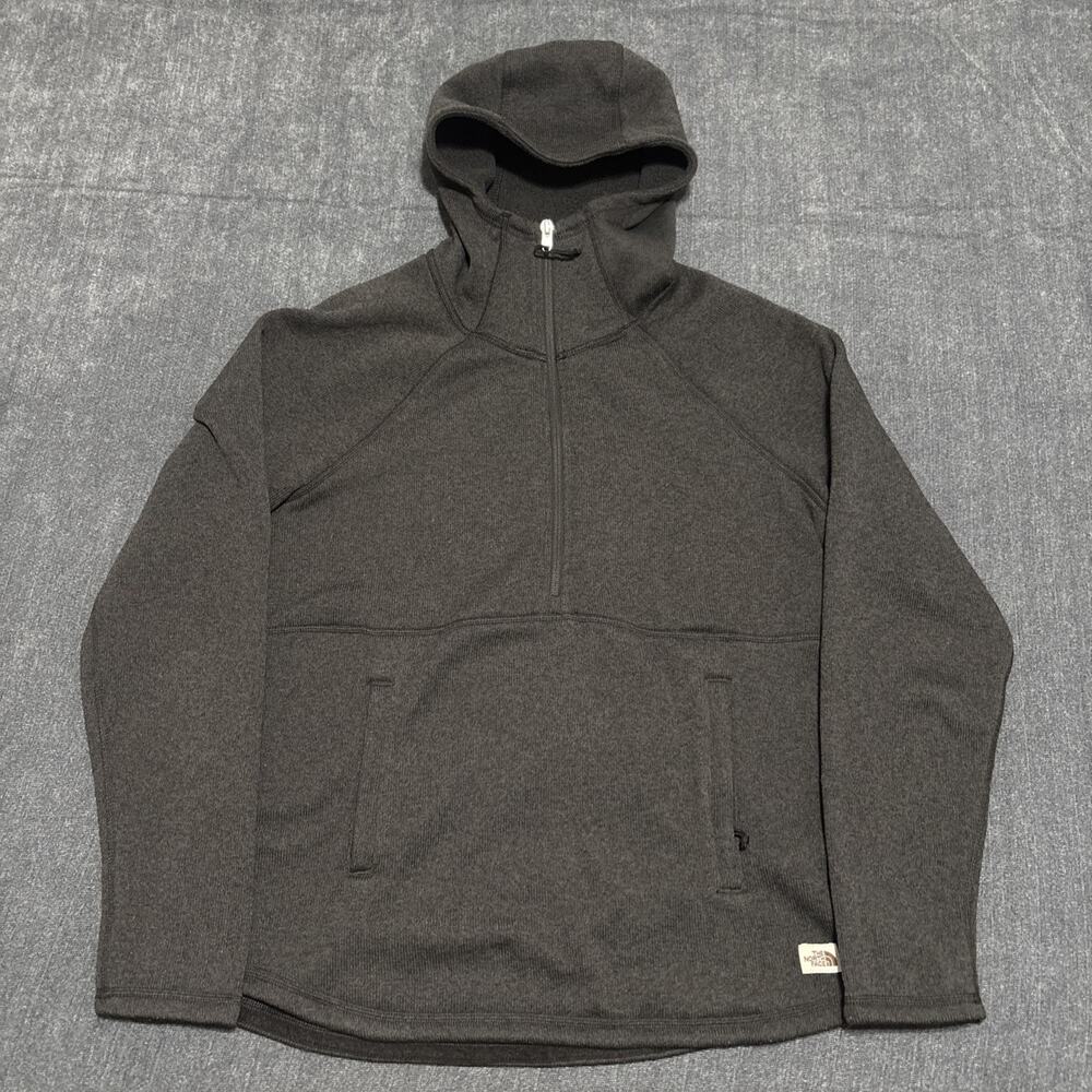 The North Face Women’s Hoodie Fleece Sweatshirt Large Gray Pullover Half Zip